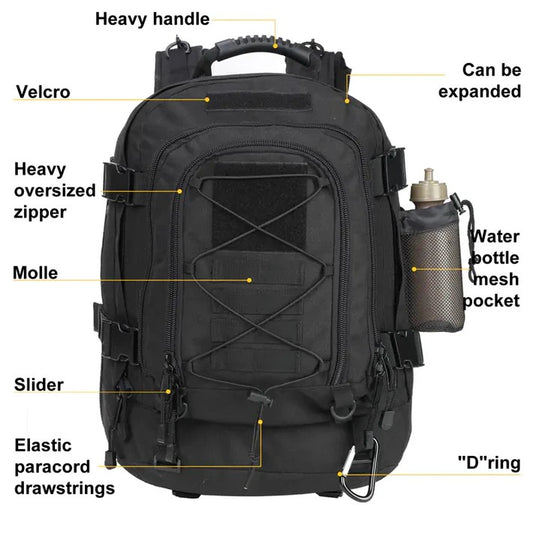 A 65L Large Capacity Outdoor Tactical Backpack Men Backpacks Molle Rucksack Waterproof Climbing Bag Travel Camping Hiking