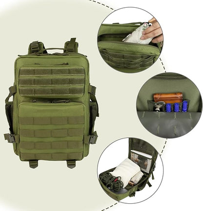 Ogguno Small Tactical Backpack - 25L Military Tactical Backpack For Men Molle Daypack 3 Day Bug Out Bag Hiking Rucksack With Bottle Holder 25L Small Green Backpacks