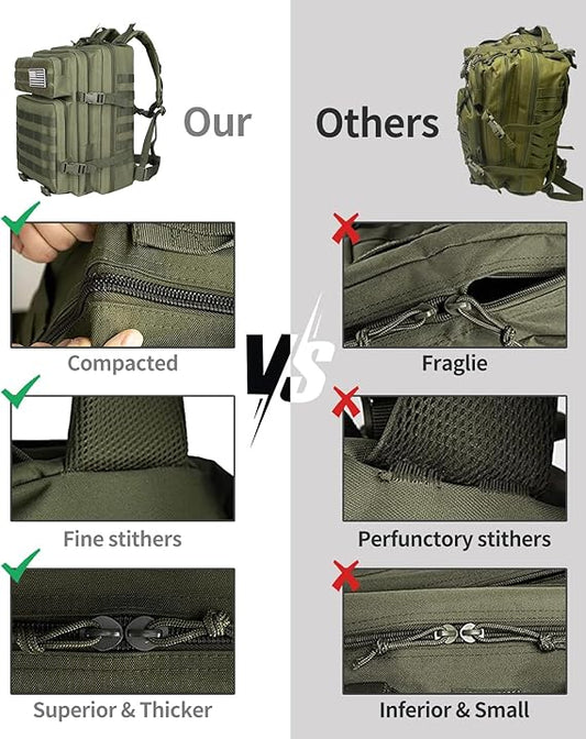 Ogguno Small Tactical Backpack - 25L Military Tactical Backpack For Men Molle Daypack 3 Day Bug Out Bag Hiking Rucksack With Bottle Holder 25L Small Green Backpacks