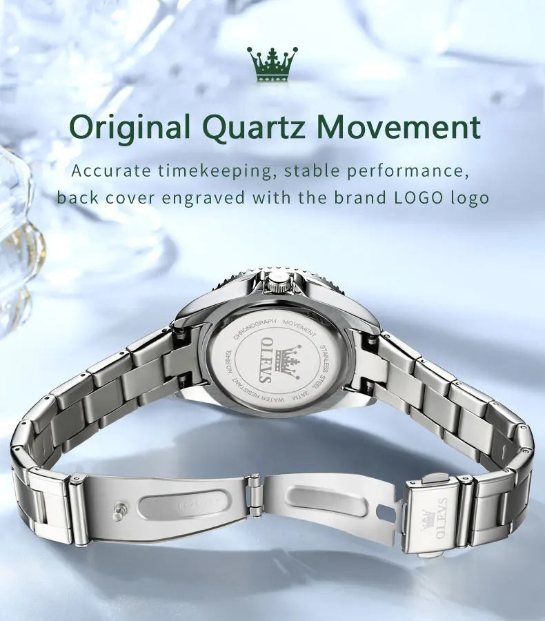 A OLEVS Green Men Watch Silver Luxury Watches for Men Stainless Steel Large Dial Watches Date Waterproof Dress Casual Relojes para Hombres